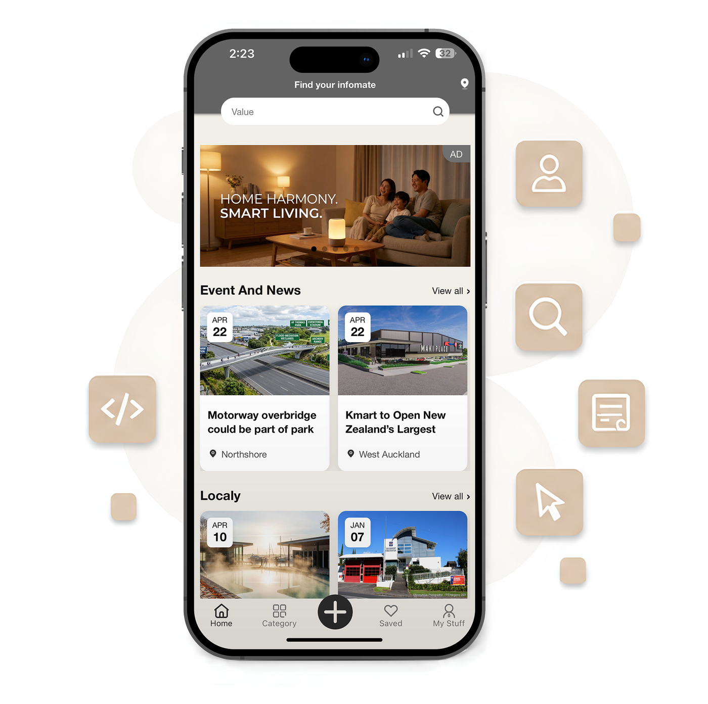 Infomate app on a phone